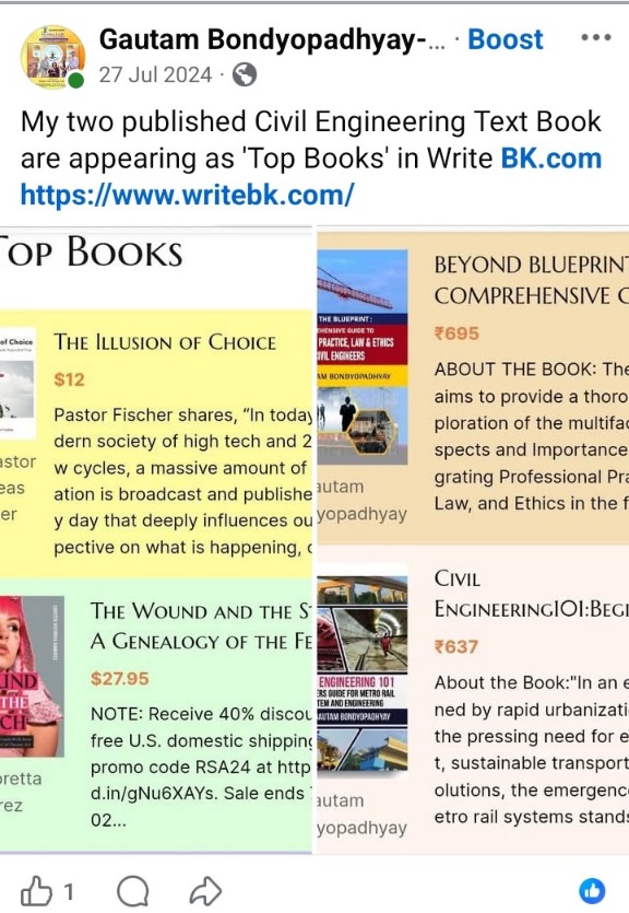 Two Published Civil Engineering Textbooks Recognised as “Top Books” and Best Sellers by WriteB.k. — supporting image 1